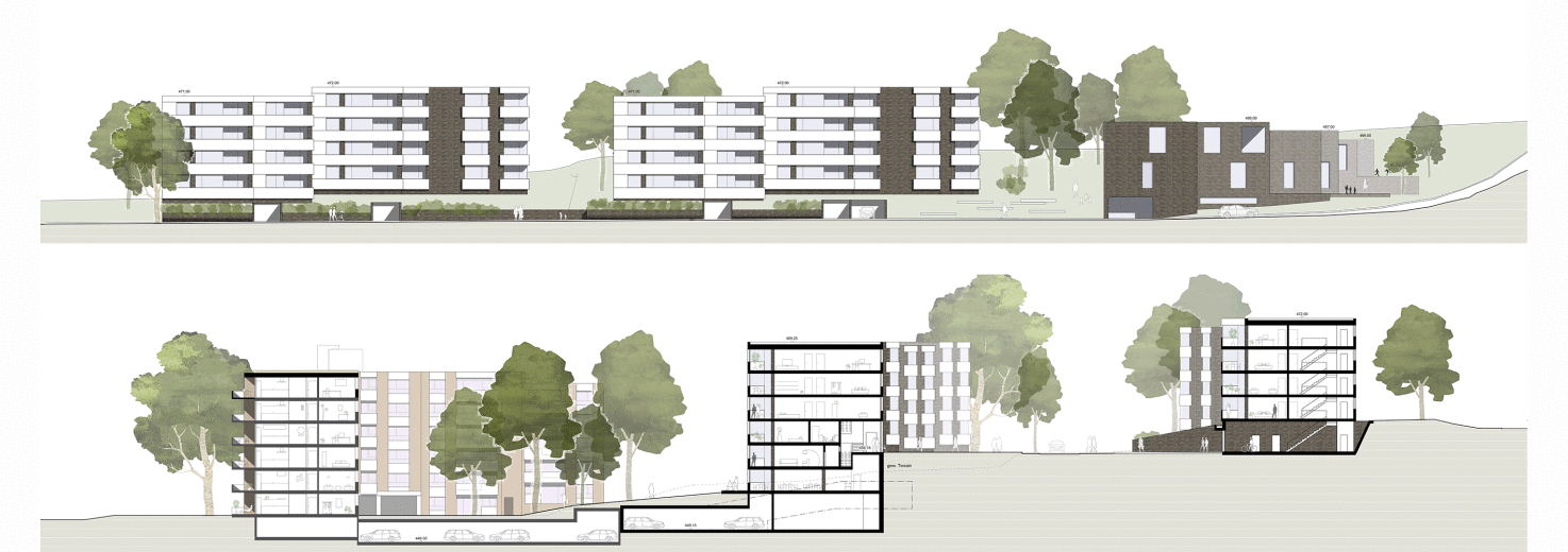 Ansicht Spichergasse, Schnitt